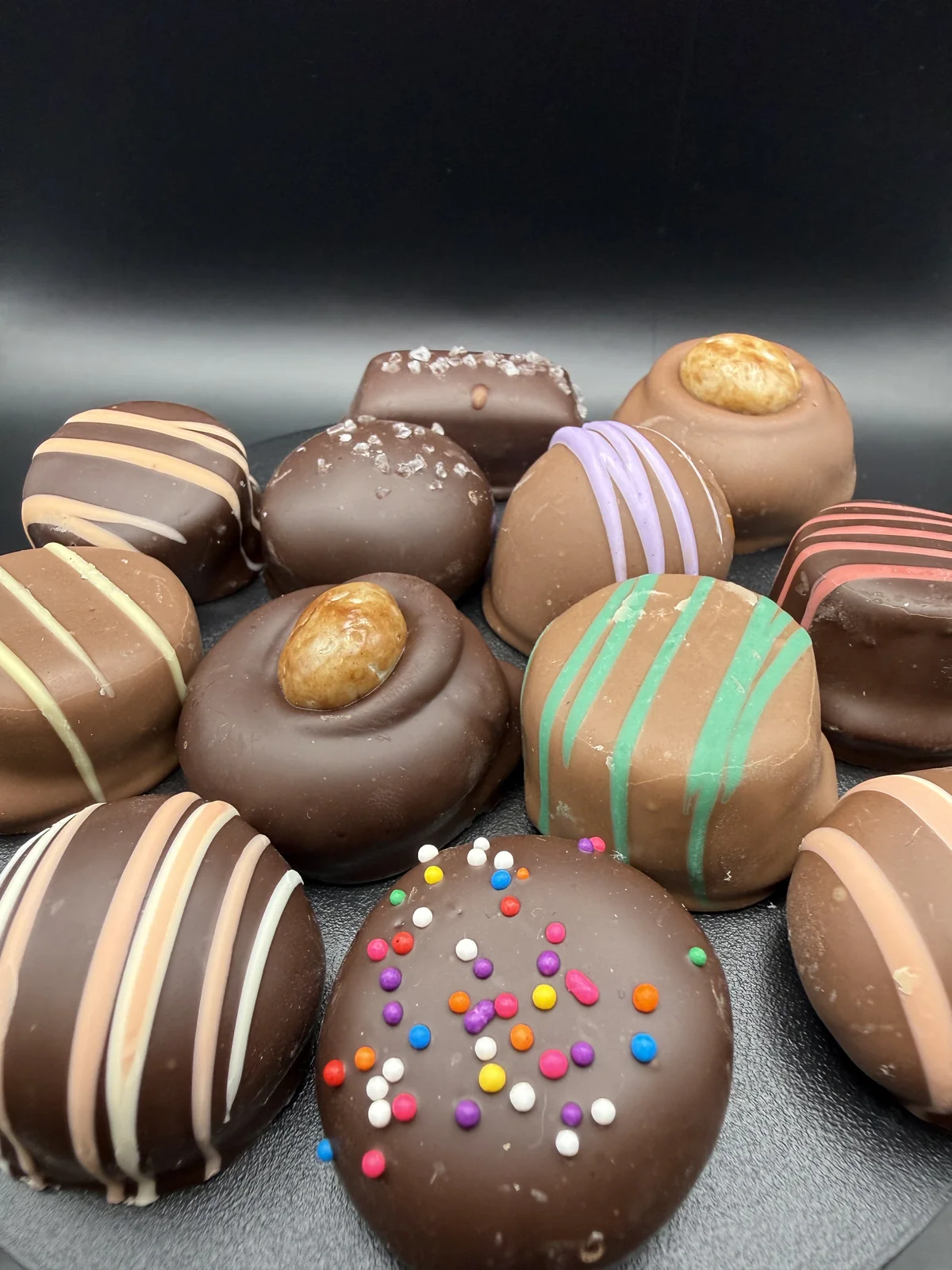 Assorted decorated chocolates and truffles from Stirling Sweet Shop